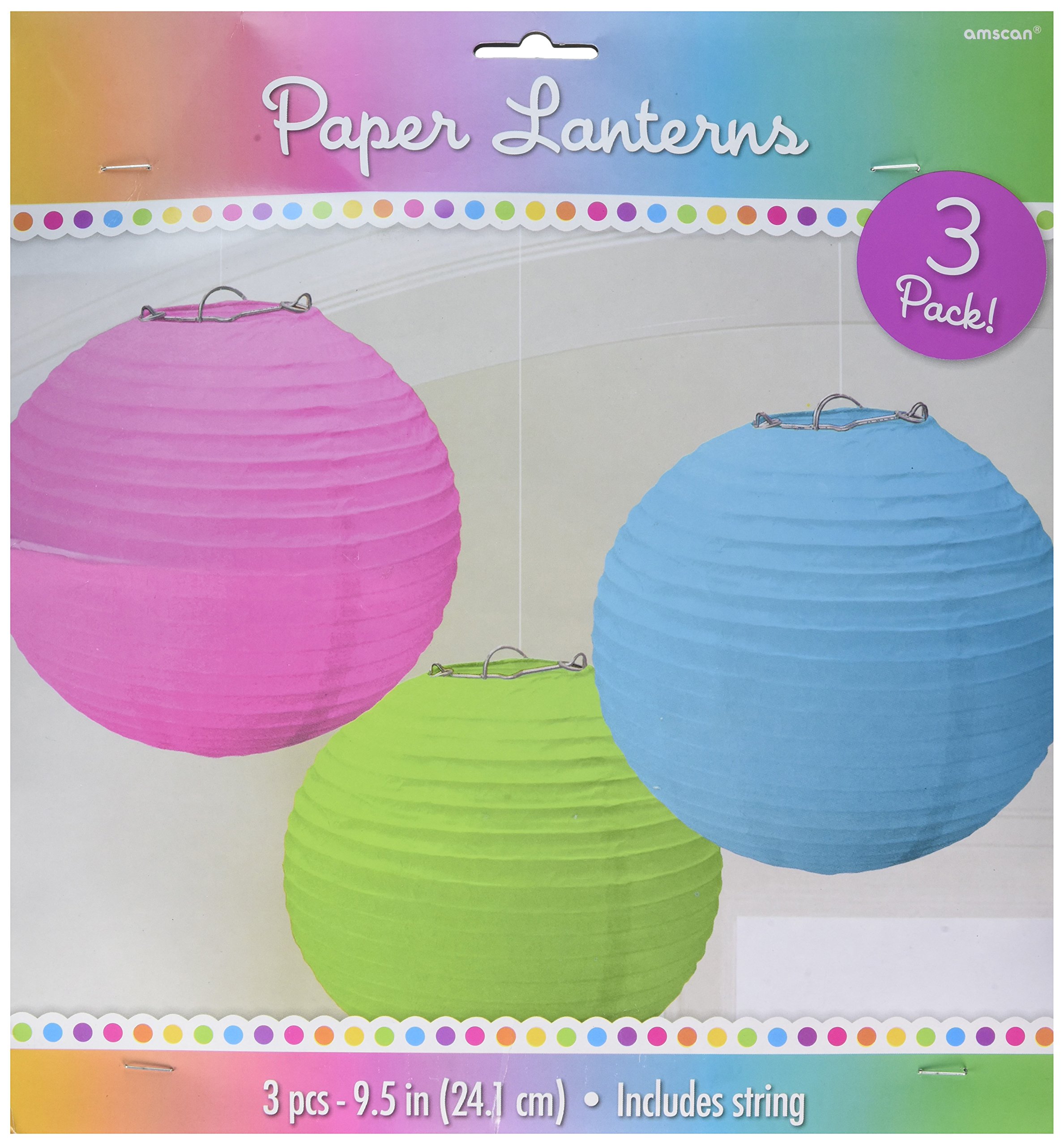 Amscan 24055-90-55 - Multi-coloured Paper Round Hanging Lanterns - 3 Pack