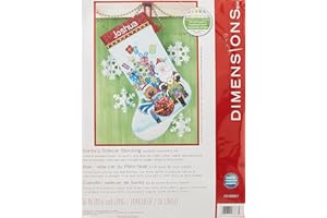 Dimensions Counted Cross Stitch 'Santa's Sidecar' Personalized Christmas Stocking Kit, Light Blue Aida, 16", By the yard, 14 Count