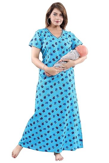 Feeding/Maternity Cotton Nighty/Night Gown(Size:Free Length:54