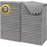 FIXSMITH Grey Microfiber Cleaning Cloth, Pack of 50, 16"X12" Cleaning Rags for Housekeeping and Kitchen, Reusable Shop Towels