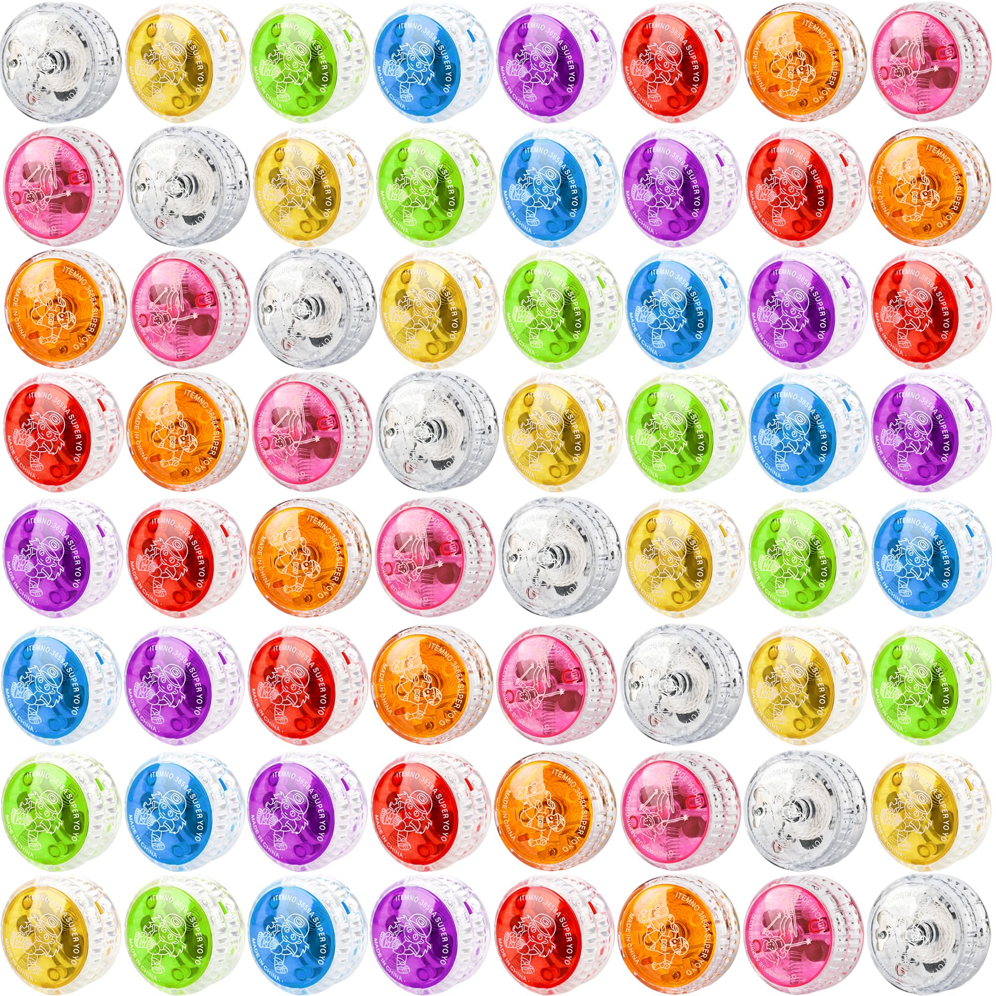 Photo 1 of 56 Pcs Colorful Light up Yo Yo Ball Bulk LED Responsive Ball Auto Return Bearing Balls for Kids Beginner Birthday Classroom Bag Fillers Prizes Gifts, 8 Colors