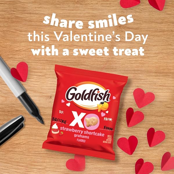 GOLDFISH VALENTINE’S DAY STRAWBERRY SHORTCAKE FLAVORED BAKED GRAHAM SNACKS, 24 COUNT 0.75 OZ