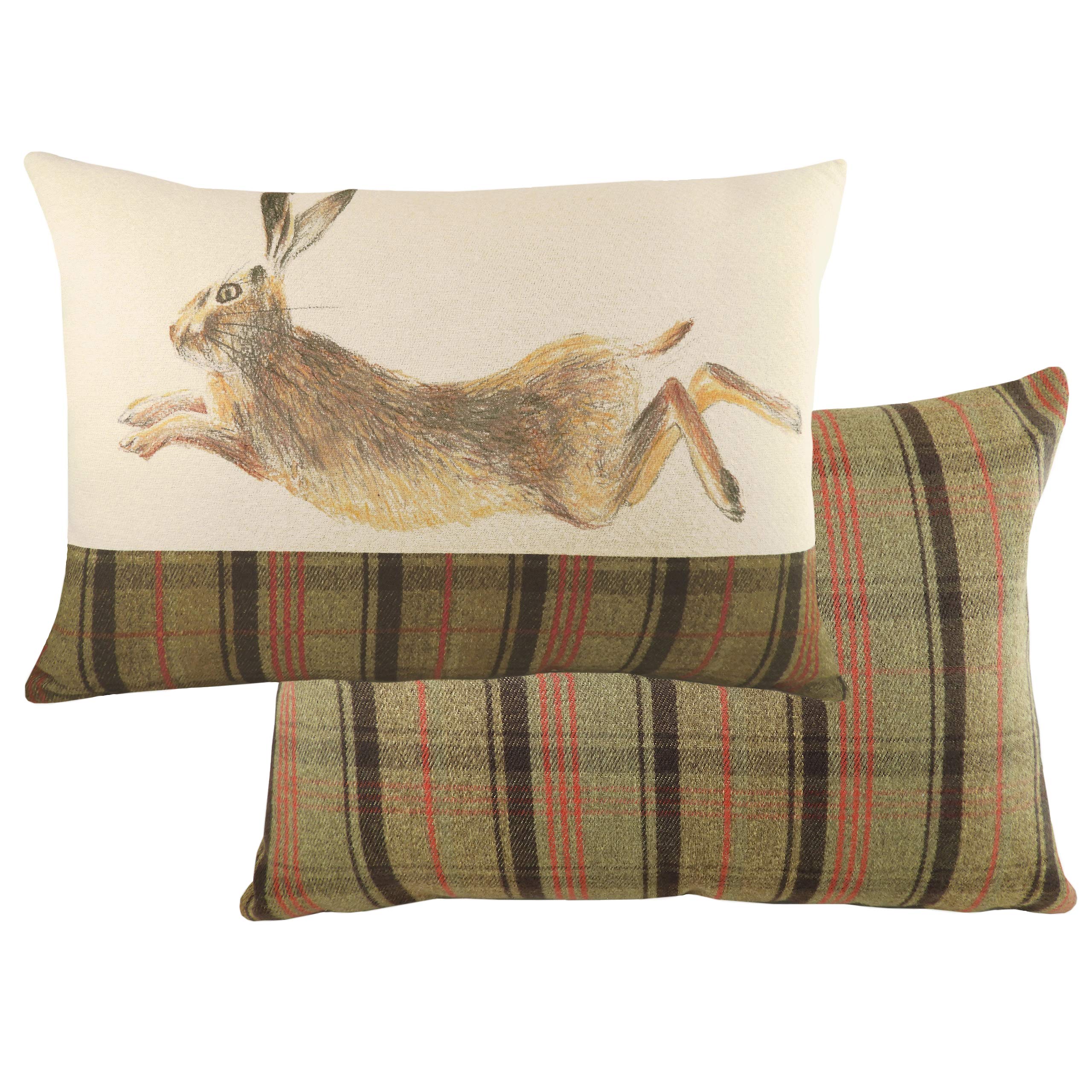 Evans Lichfield Hunter Leaping Hare Feather Filled Cushion, Multi, 40 x 60cm