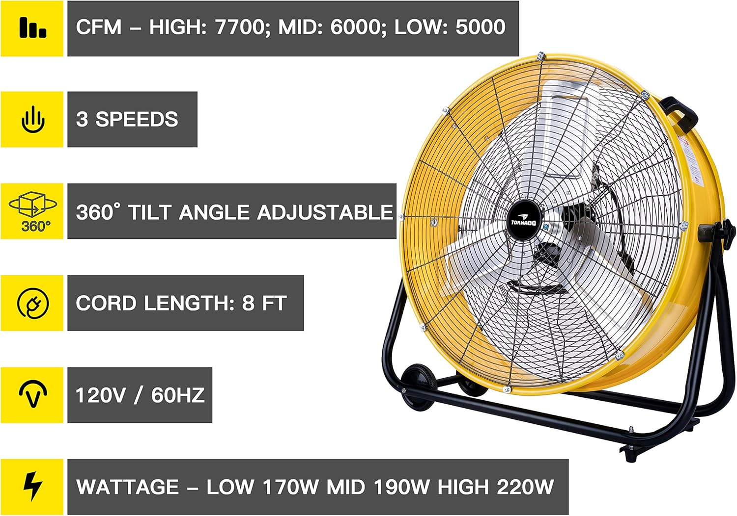 Amazon Com Tornado High Velocity 3 Speed 7680 Cfm Air Circulator