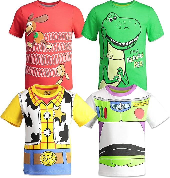 Disney Pixar Toy Story Boys 4 Pack TShirts Woody Buzz Lightyear Rex