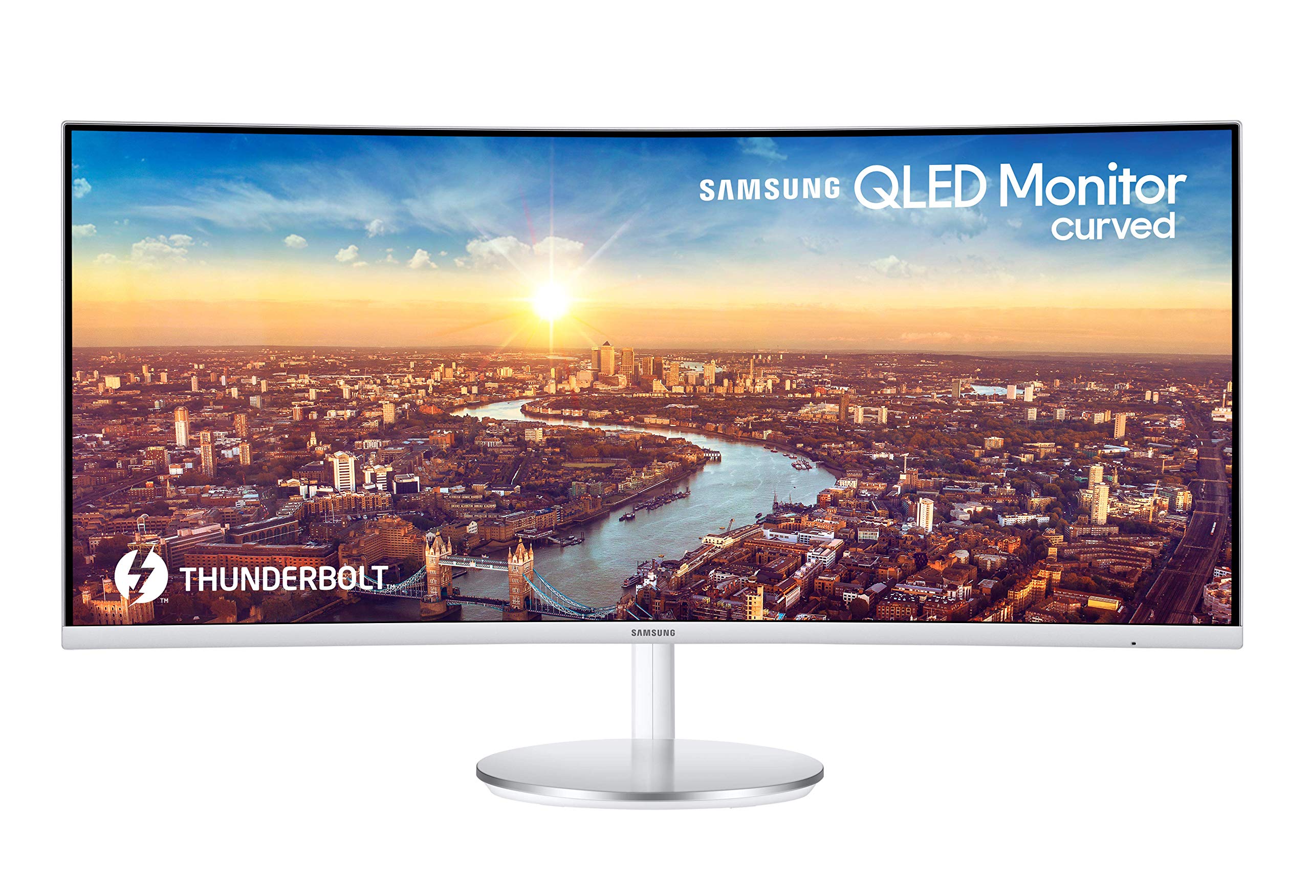 SAMSUNG 34” ViewFinity CJ79 Series Ultrawide QHD (3440x1440) Computer Monitor, 100Hz, Thunderbolt 3 Daisy Chain, QLED, HDMI, USB Hub, Height Adjustable Stand, LC34J791WTNXZA, White