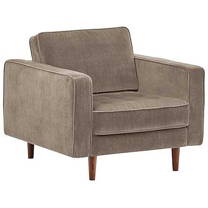Rivet Aiden Tufted Mid Century Modern Velvet Accent Chair 35 4 W Otter Grey