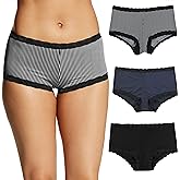 Maidenform Women's Underwear Boy Shorts Pack, 3-Pack, Microfiber Boy shorts Underwear Women Pack, Lace Panties for Women