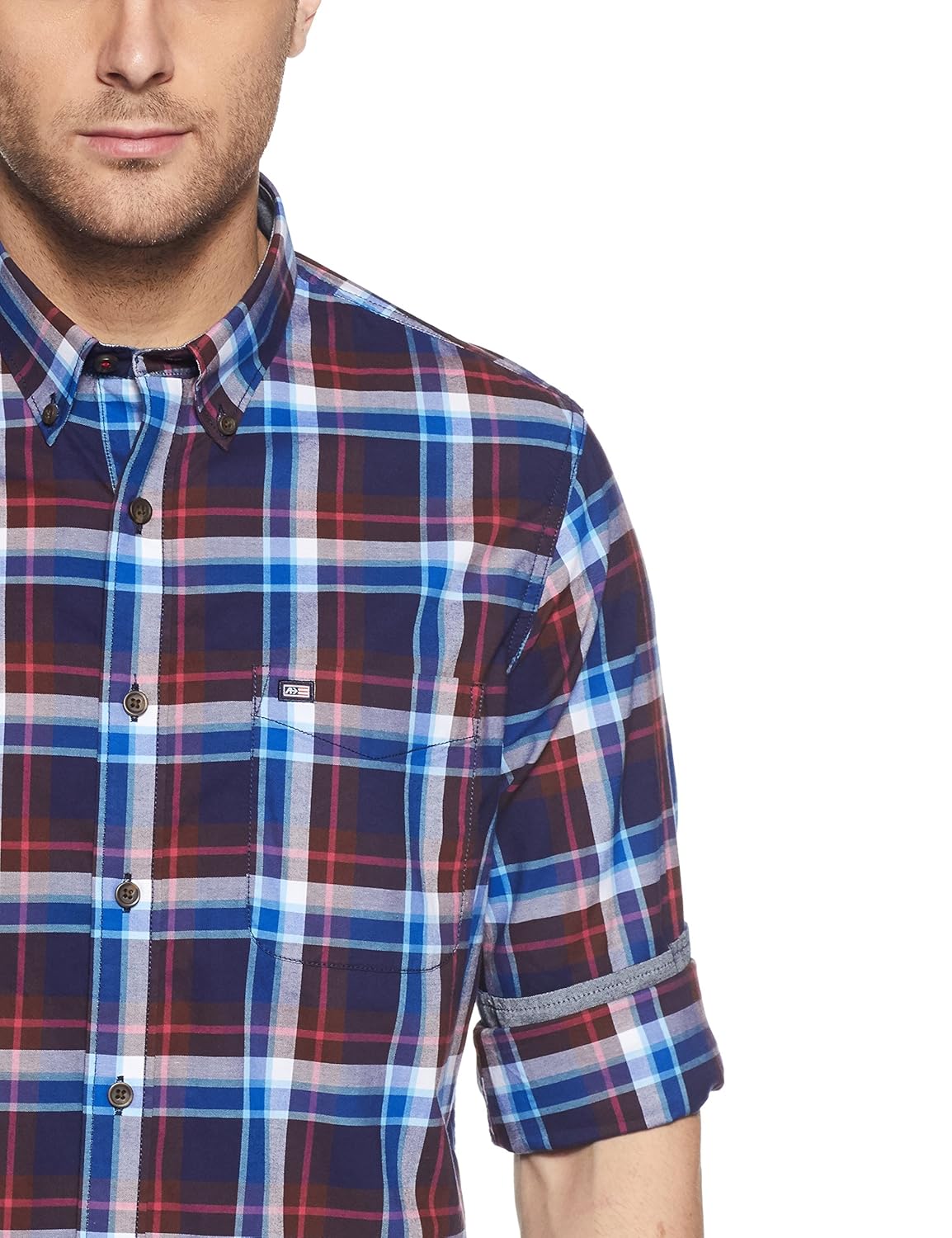 arrow sports men's checkered slim fit cotton casual shirt