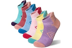 Velice Merino Wool Ankle Hiking Running Socks for Women Compression Thick Athletic Cushion Breathable No Show Socks 6 Pairs