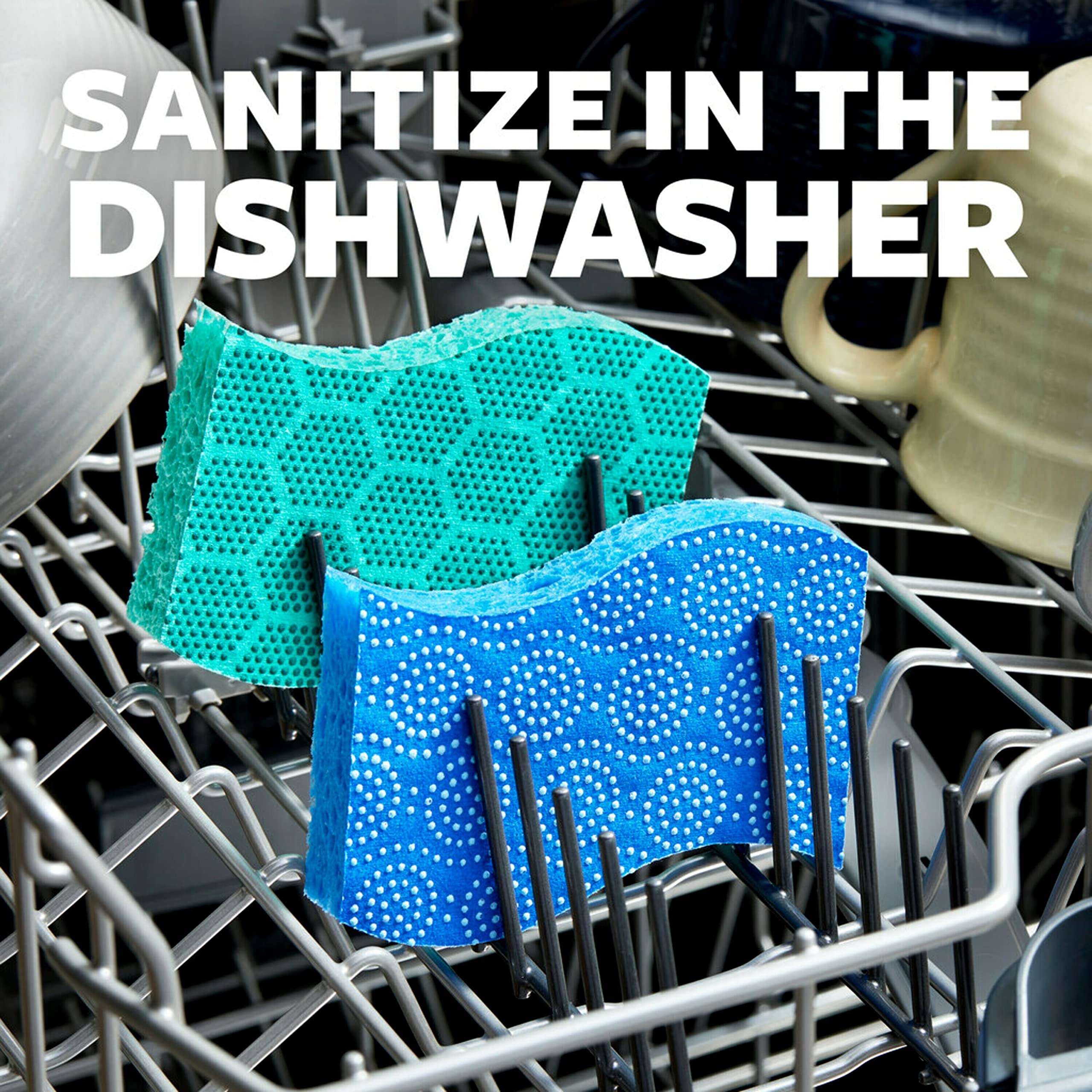 Scotch-Brite Scrub Dots Non-Scratch Scrub Sponge, Rinses Clean, for Washing Dishes and Cleaning Kitchen, 3 Scrub Sponges