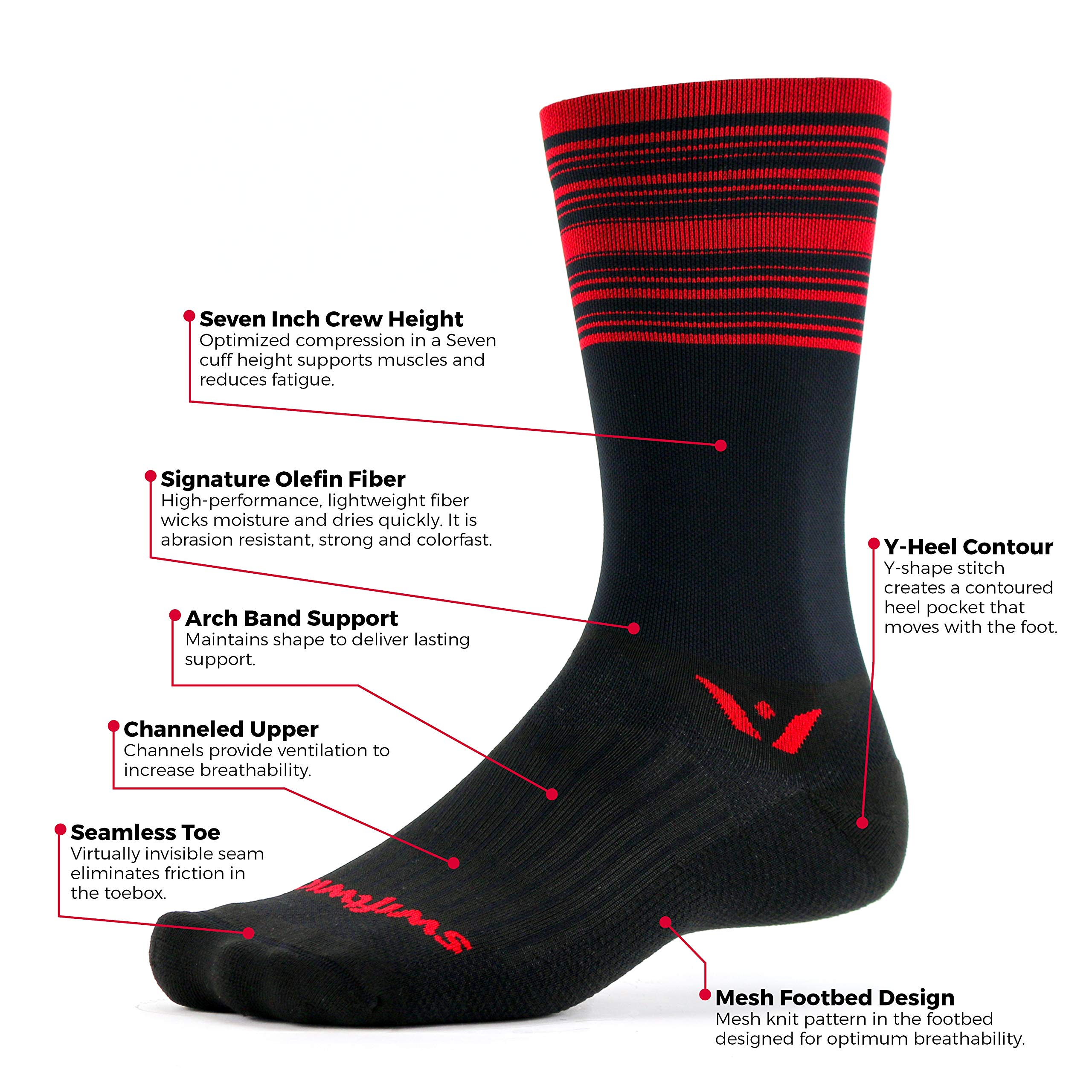 Swiftwick ASPIRE SEVEN Cycling Socks, Firm Compression Fit, Tall Crew