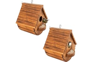 Set of 2 COLEBA Bird Houses for Outside,Outdoor Bird House Bird Families Bluebird Finch Cardinals Hanging Birdhouse for Garden