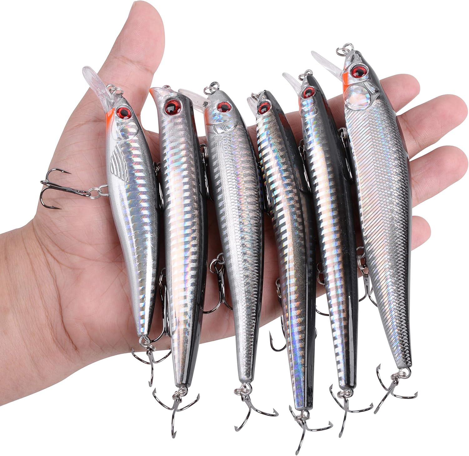 OROOTL Saltwater Fishing Lures Assortment - 6pcs Topwater Lure Set Plugs Minnow Popper Jerkbait Floating Surf Fishing Casting Lures for Striper Bass Salmon Perch : Sports & Outdoors