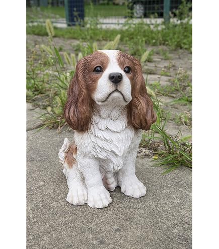 Amazon.com : Hi Line King Charles Spaniel Sitting Statue, Brown