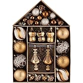 Valery Madelyn Christmas Tree Ornaments Set, 70ct Bronze Copper Gold Shatterproof Christmas Tree Decorations Bulk, Luxury Brown Hanging Ball Ornaments for Xmas Holiday Party Decor
