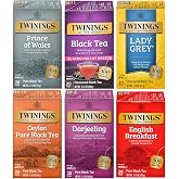 Twinings Black Tea Favourites Variety Sampler Pack, 20 Count (Pack of 6). Includes English Breakfast, Lady Grey, Ceylon Pure Black, Darjeeling, Prince of Wales and Blackcurrant Breeze. Caffeinated, 120 Individually Wrapped Tea Bags.