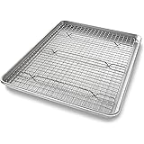USA Pan Bakeware Half Sheet Baking Pan and Bakeable Nonstick and Cooling Rack Set, Metal