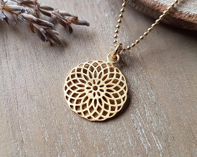 Mandala Kette 925 silber vergoldet Muttertag Geschenk