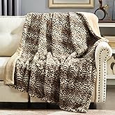 DREAMNINE Luxury Brown Cheetah Print Faux Rabbit Fur Blanket for Couch 50" x 60",Decorative Soft Thick Fluffy Leopard Furry Blankets, Warm Blankets for Winter,Animal Print Cozy Chic Fuzzy Lap Blanket