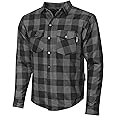 Riparo Motorcycle Riding Work Shirt for Men Long Sleeve Flannel Armored Shirt with Kevlar and CE Removable Protectors