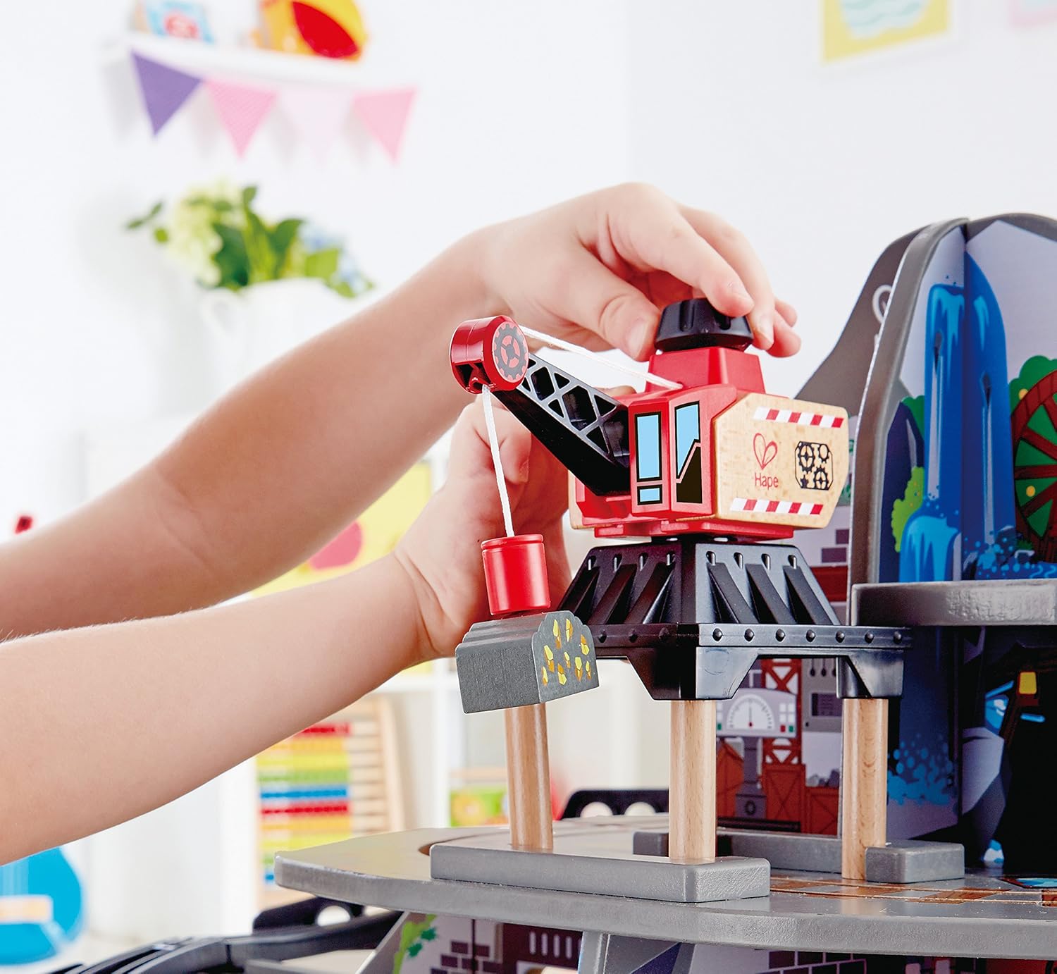 hape mighty mountain mine train set