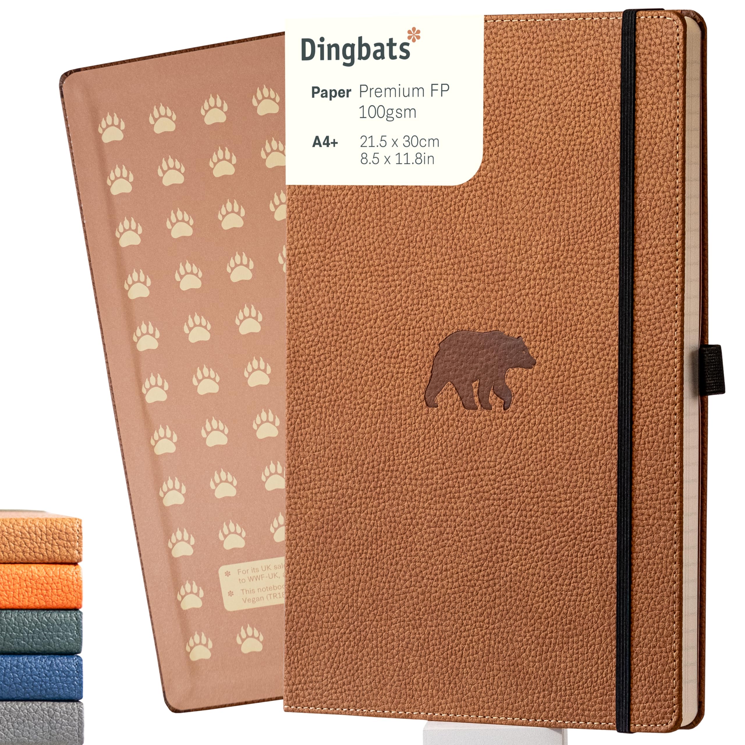Dingbats* - Wildlife Squared Extra Large A4 Notebook - PU Leather Hardcover Journal for Work, Writing - Pocket, Elastic Closure, Pen Holder, Bookmark