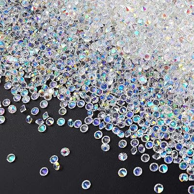 Lusofie 14400Pcs 3mm Acrylic Clear Diamond Rhinestones Vase Fillers AB Gold