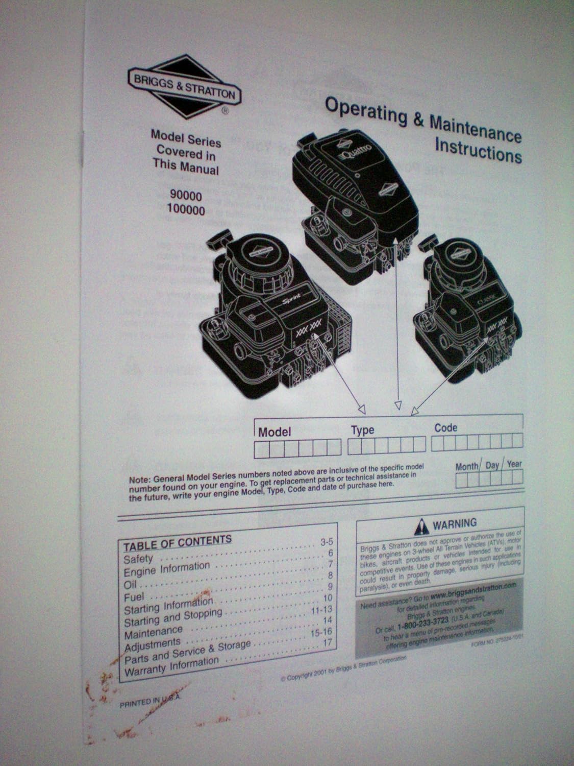 Amazon.com: Briggs & Stratton Operating & Maintenance Instructions -- Lawn  Mower Model