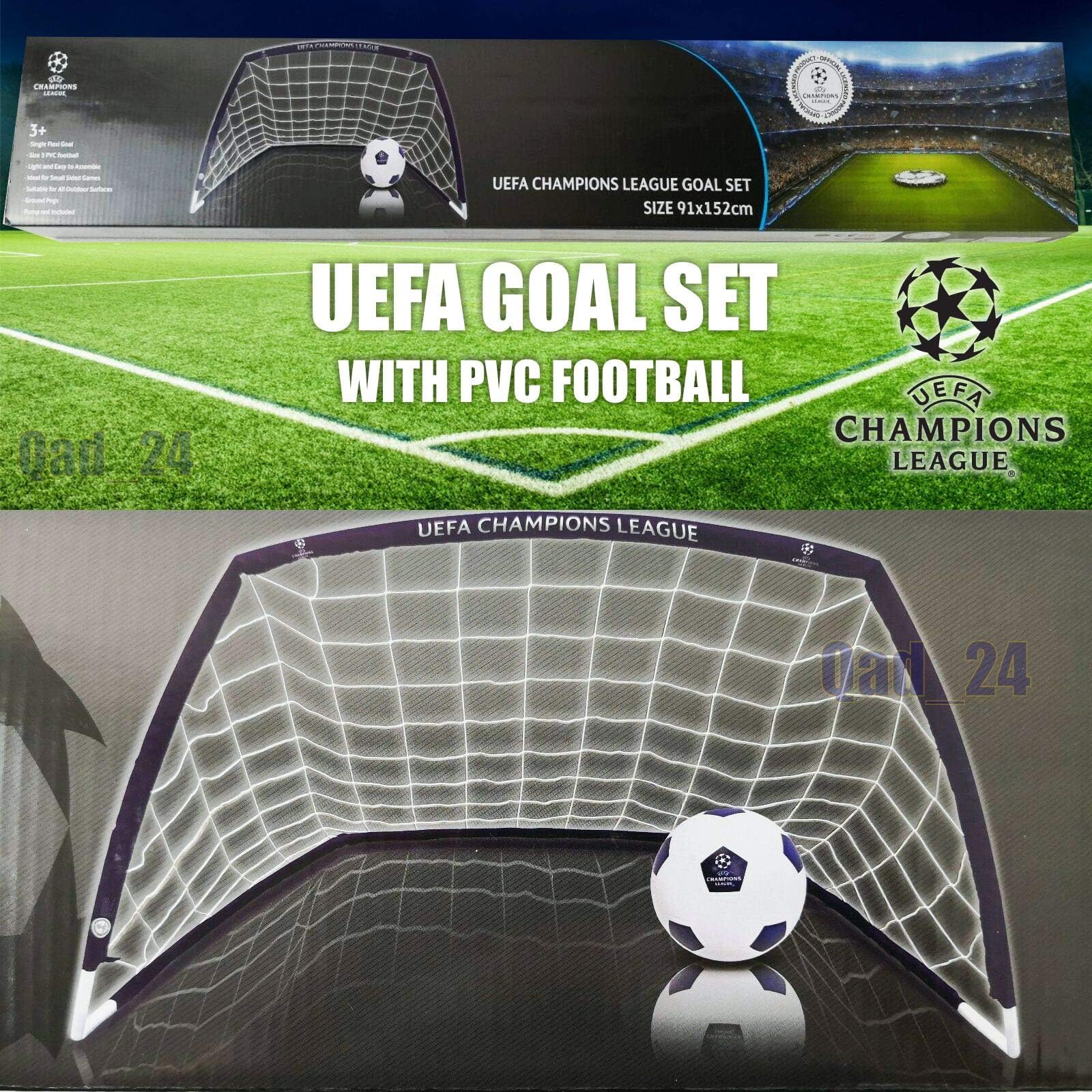 UEFA Champions League Goal Pop Up Set 91x152cm Comes With Size 3 PVC Football