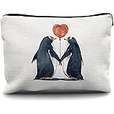 Nogrit penguin lover gifts Penguin Makeup Cosmetic Bag,Romantic Penguin Couple In Love Makeup Travel Toiletry Bag,Anniversary Valentine's Day penguin Gifts for women