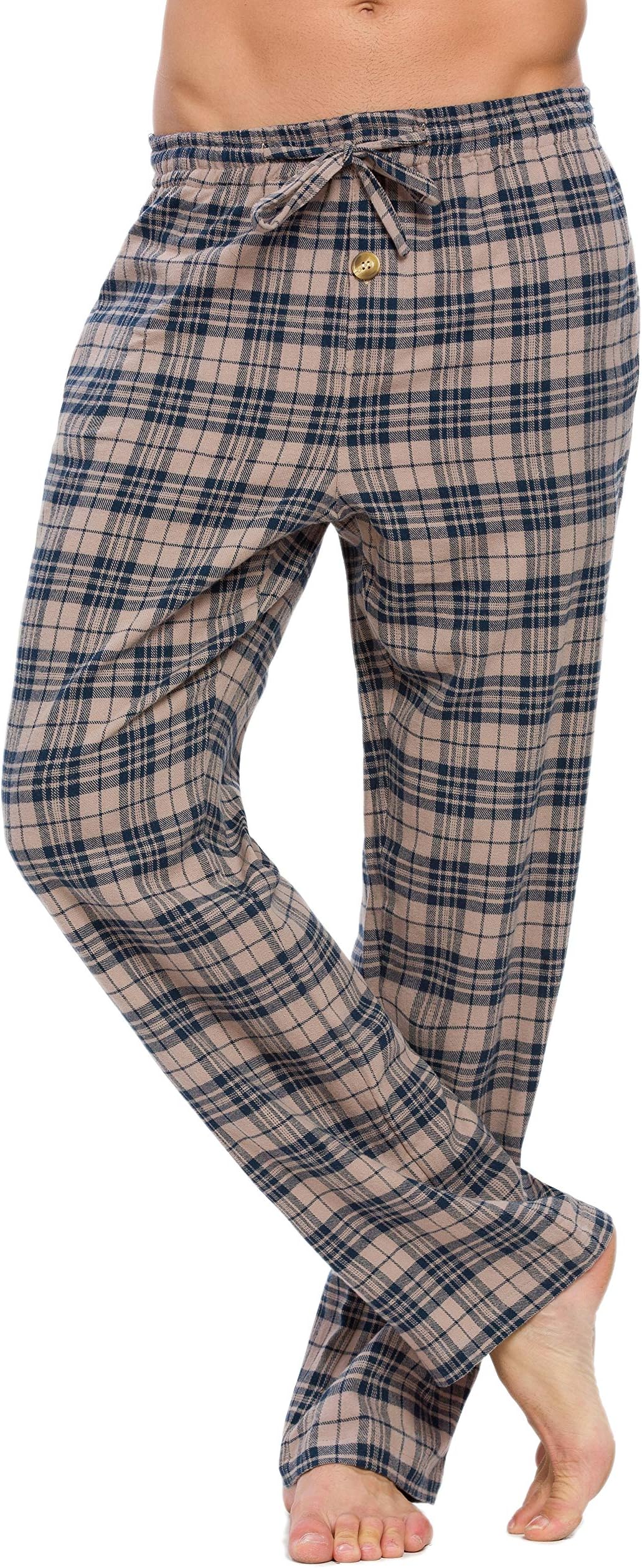 Solatin Men's 100% Cotton Super Soft Flannel Plaid Pajama Pants