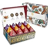 Teabloom Himalaya Chai Gift Set – Organic Chai Tea Sampler with 12 Plant-Based Pyramid Sachets, Elegant Presentation Box for Tea Lovers