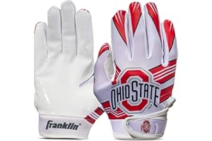 Franklin Sports Youth NCAA Football Receiver Gloves - Receiver Gloves for Kids - NCAA Team Logos and Silicone Palm - Youth Pair - Great for Games & Costumes
