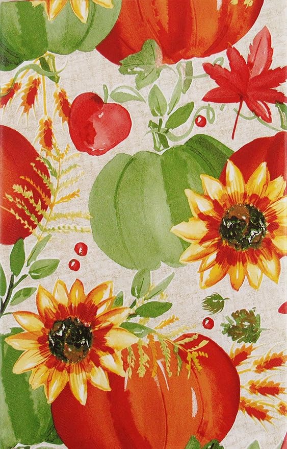 Amazon Com Autumn Harvest Collection Vinyl Flannel Back Tablecloth 60 X 84 Oblong Home Kitchen
