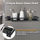 SAYAYO 50 cm Black Tempered Glass Wall Shelf with SUS304 Rail Bath Storage view 2