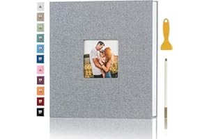 AENBUSLM Photo Album Self Adhesive Pages for 4x6 5x7 8x10 Pictures Magnetic Scrapbook Photo Albums with Sticky Pages Books with A Metallic Pen for Baby Wedding Family 11x10.6 Grey 40 Pages