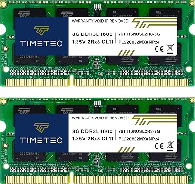 Timetec 16GB Kit (2x8GB) DDR3L/DDR3 1600MHz SODIMM 1.35V CL11