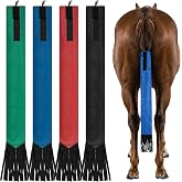BuleVina 4Pcs Horse Tail Bag Waterproof with Fringe, 27.6in Length Horse Care Wrap Protector Guard Breathable Grooming Supplies Hook &amp; Loop Design Without Woven Fabric, Keep from Breakage Rubbing
