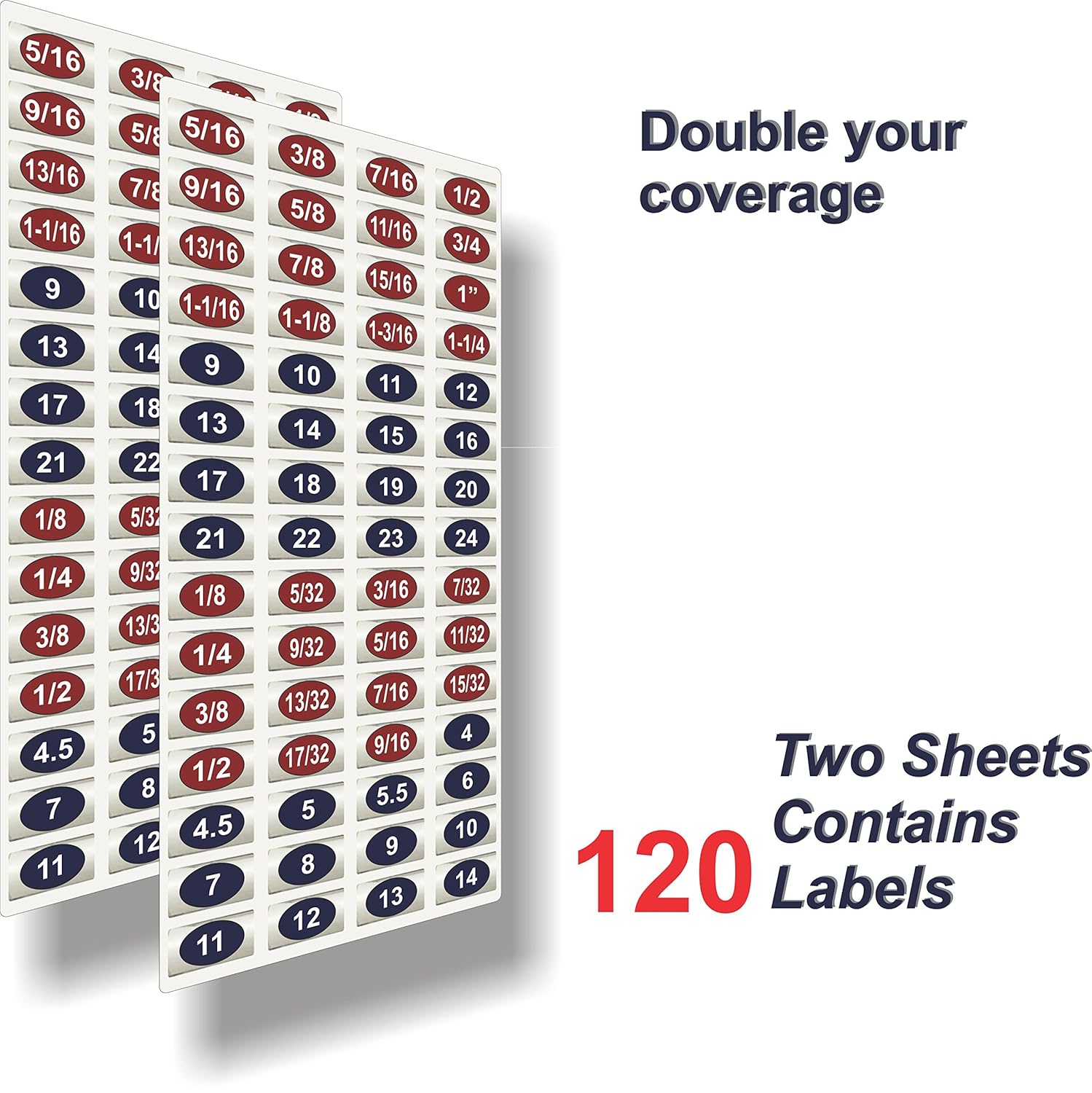 Blue 2 Pack 120 Chrome Socket Set Labels Tag Impact Sockets, for the