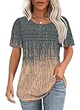 Womens Tops Dressy Casual Boho Tie Dye Shirt Short