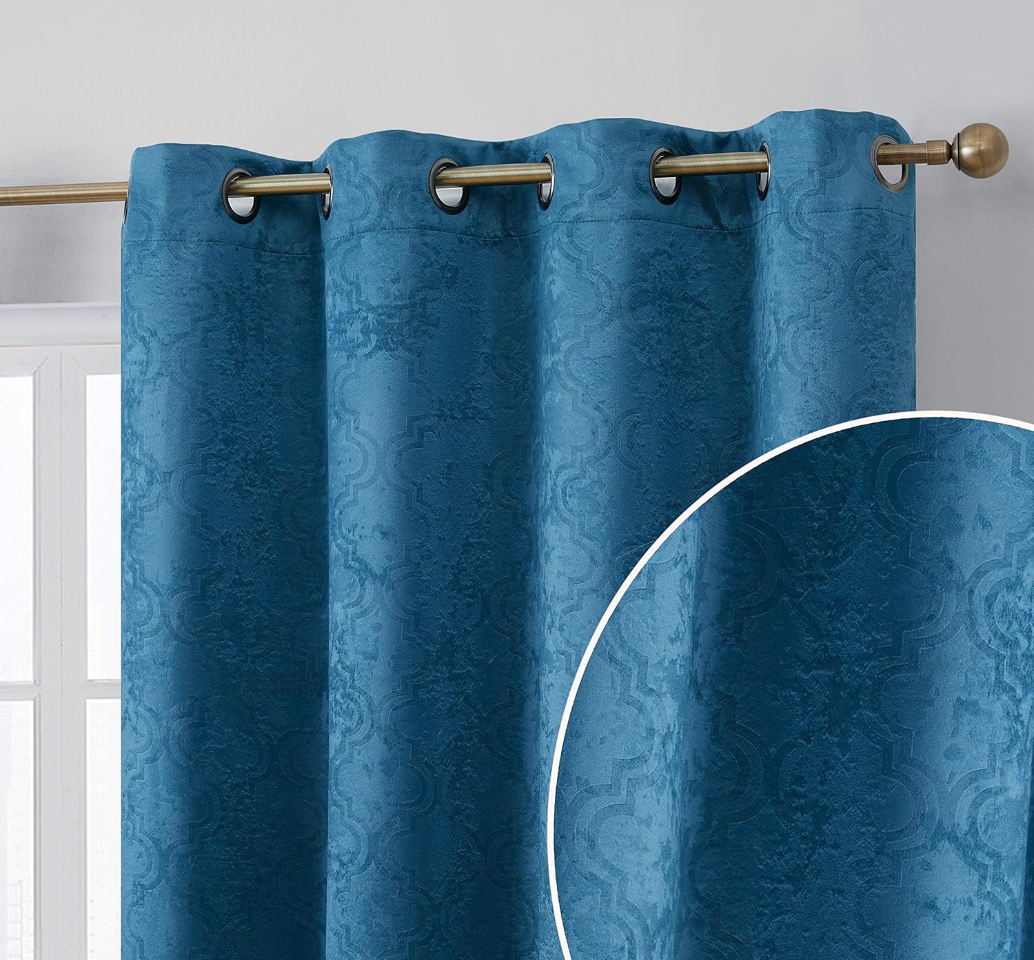 Best ocean blue blackout living room curtains