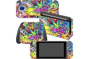 HK Studio Game Console Switch Skins - Hippie Game Console Switch Stickers with No Bubble, Waterproof - Game Console Switch Wrap Skin - Including Skin for Joy-Cons, Dock, Grip and Console