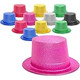 Fun Central 12-Pack Bright Glitter Plastic Top Hats – Assorted Colors New Year’s Eve 2026 Party Hats, Bulk Celebration Accessories