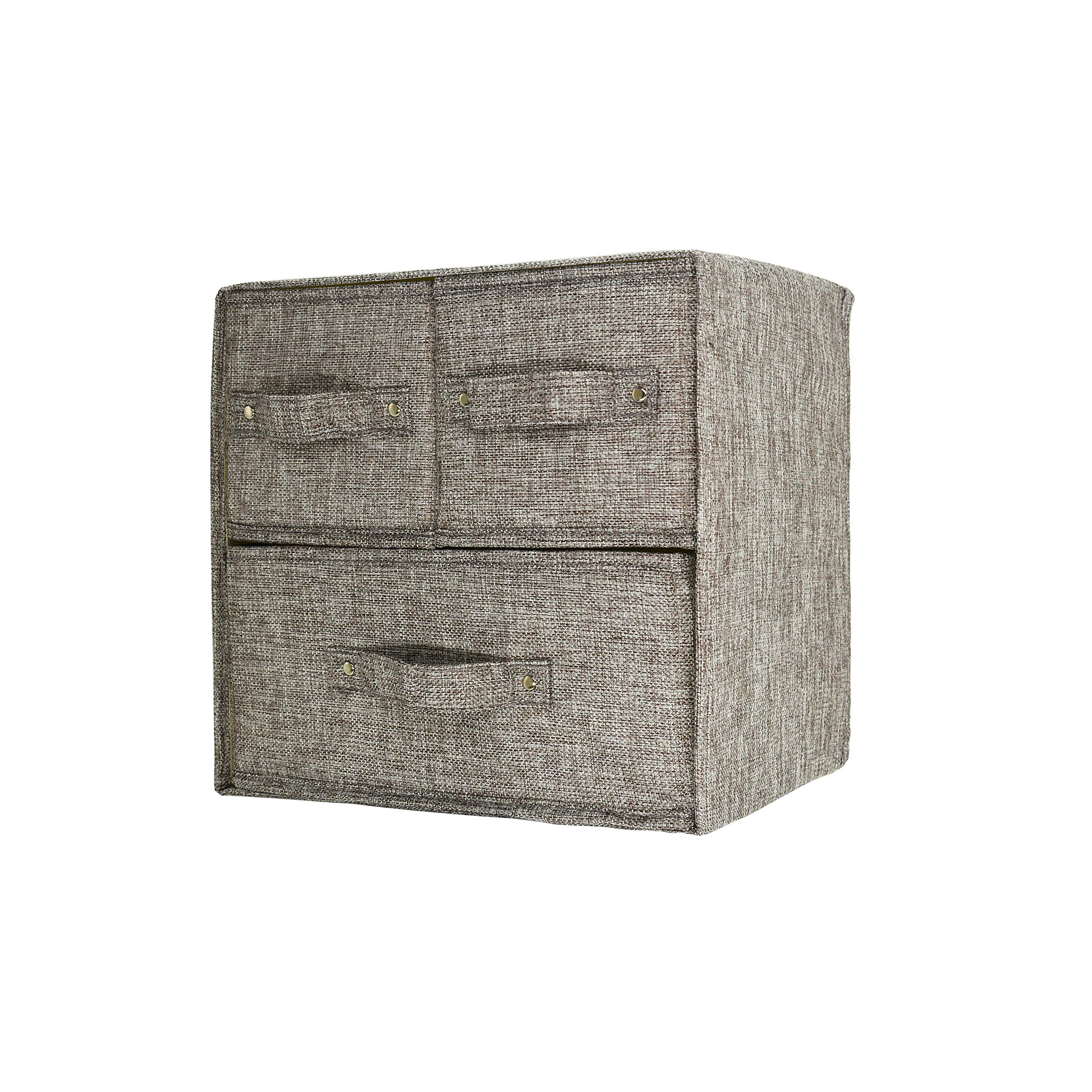 RIHUD Fabric Stroage Box with Lids Foldable drawer Dividers organiser Wardrobe Organiser Drawer Inserts Underwear Storage Boxes Closet for Socks, Bras, Ties, Scarves, Clothes (Grey, Medium)