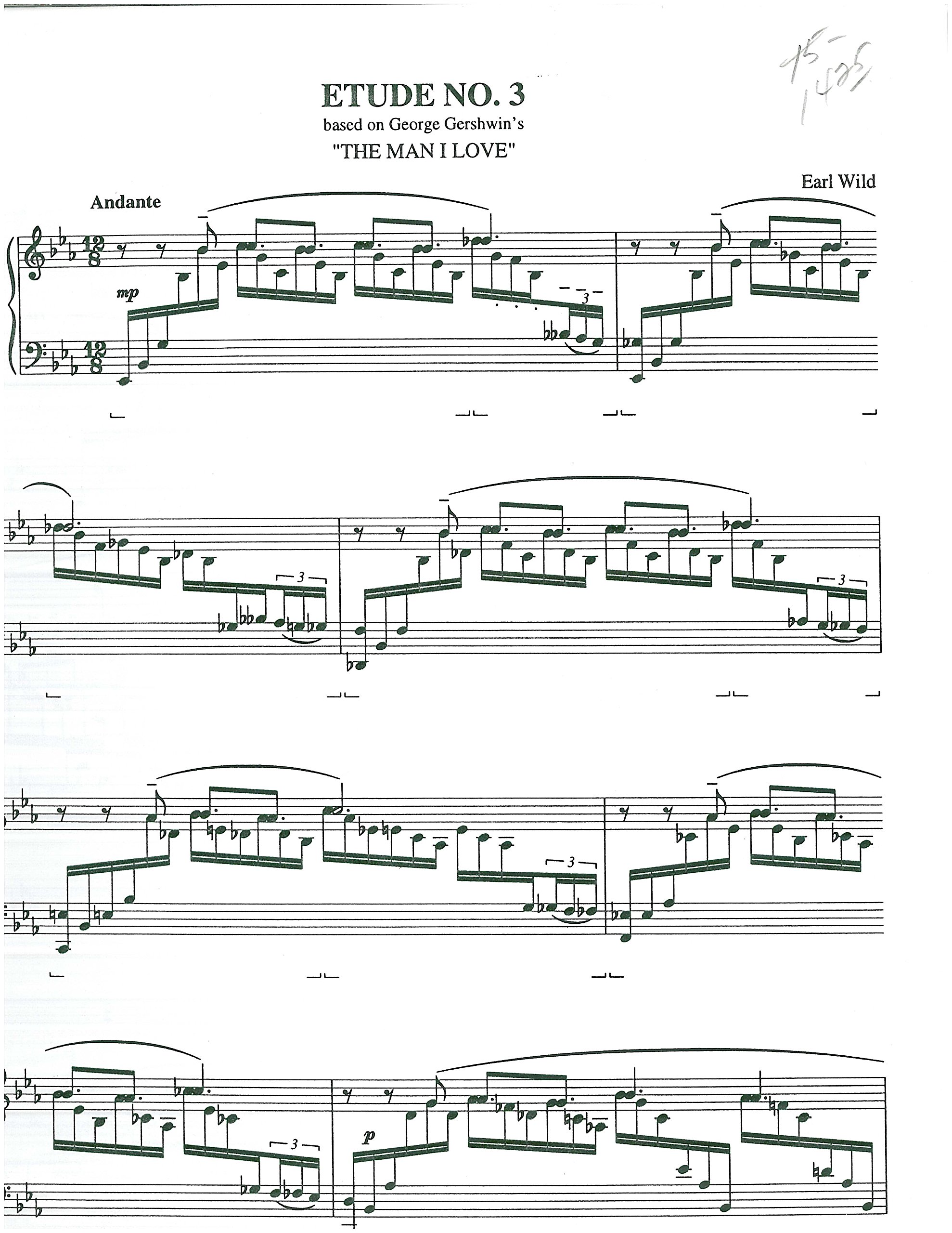 Etude No 3 Based On George Gershwin S The Man I Love For Piano Solo Earl Wild Amazon Com Books
