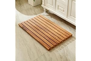 Organizedlife Bath Mat, Teak Wood, Large, 80x50cm, Non-slip Feet, Shower Stall Mat, Bathtub Mat, Swimming Pool Mat, Patio, Ba