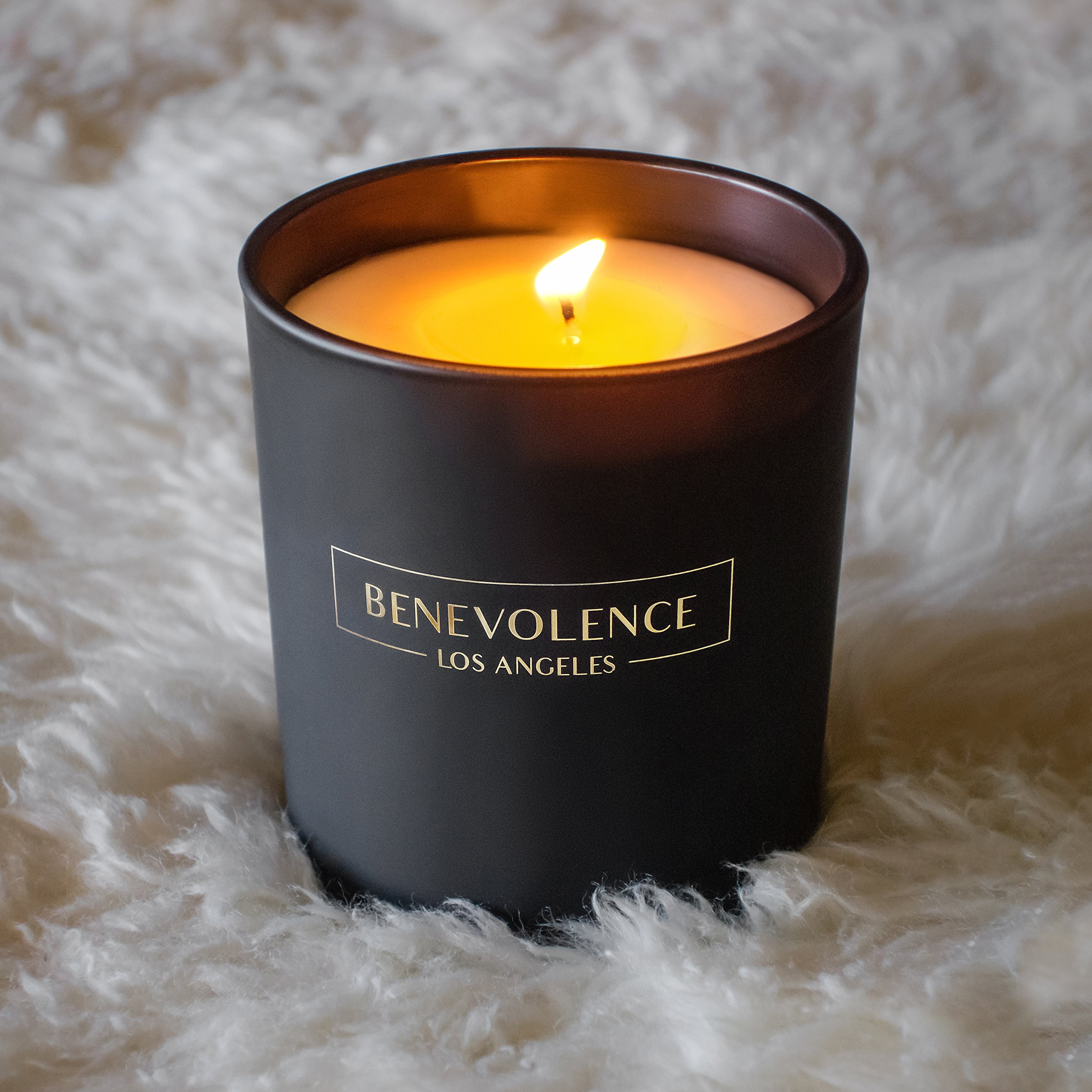Soy Scented Candle Natural Rose & Sandalwood Strong Fragrance Matte Black Glass for Charity