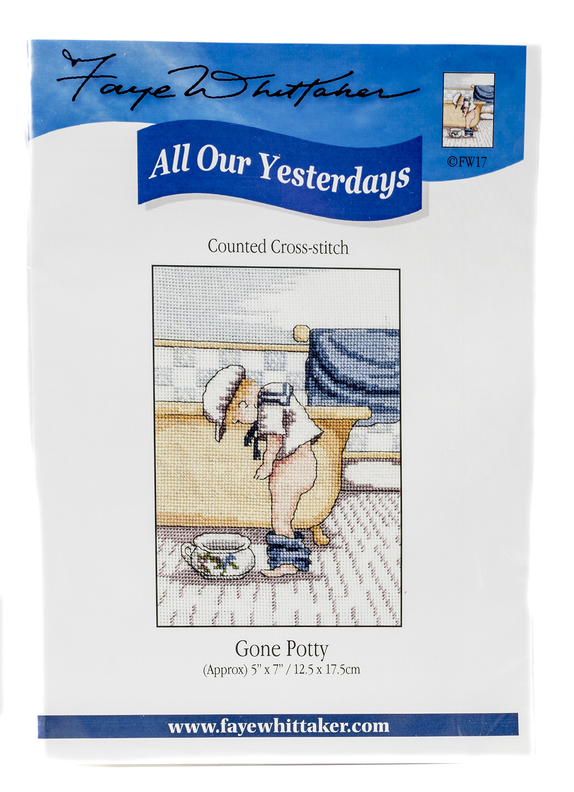 Faye Whittaker All Our Yesterdays Gone Potty (Cross Stitch Kit), range, Mixed, 25 x 15 x 2 cm