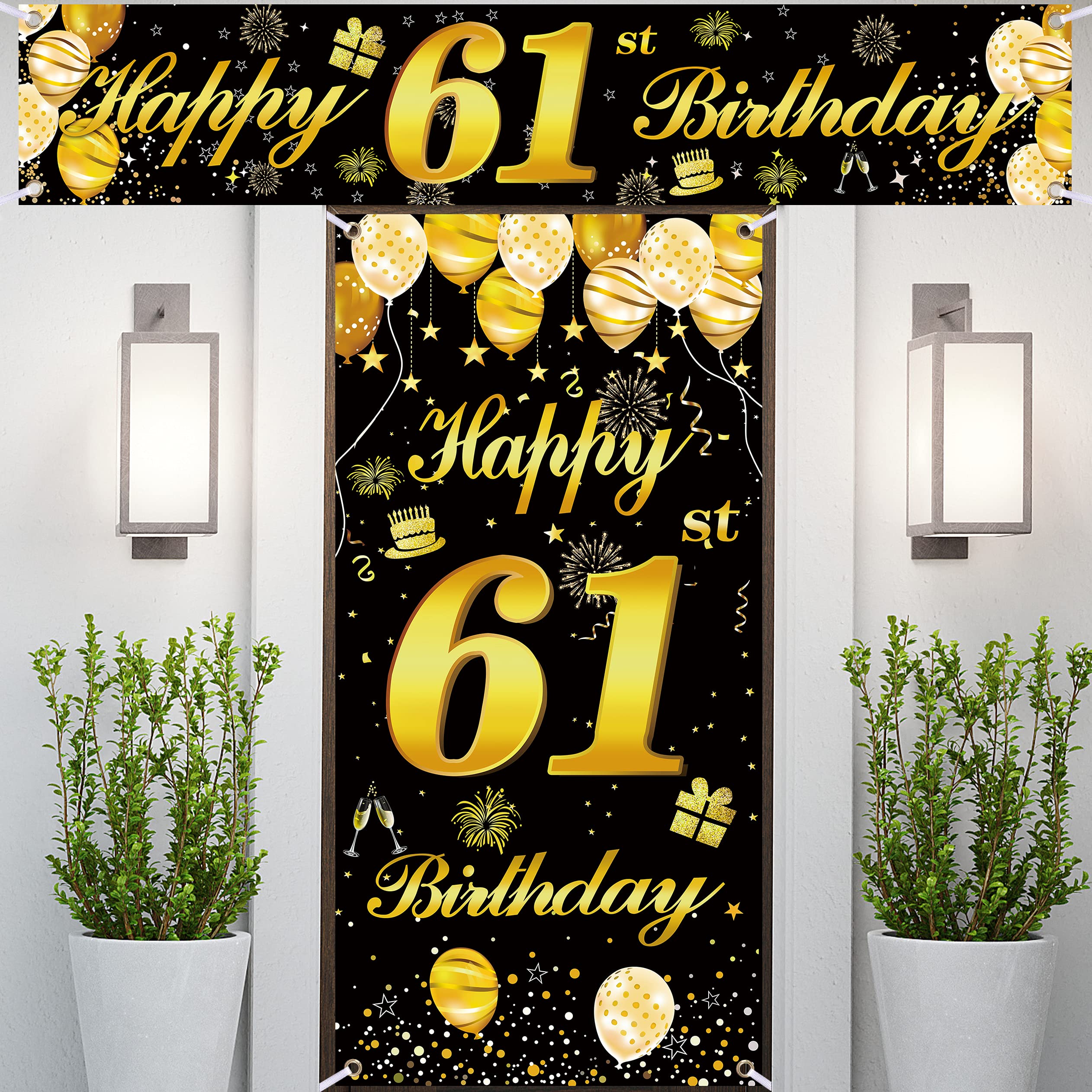 61st Happy Birthday Door Banner IMISI Birthday Decorations Birthday Backdrop Decorations for a Party